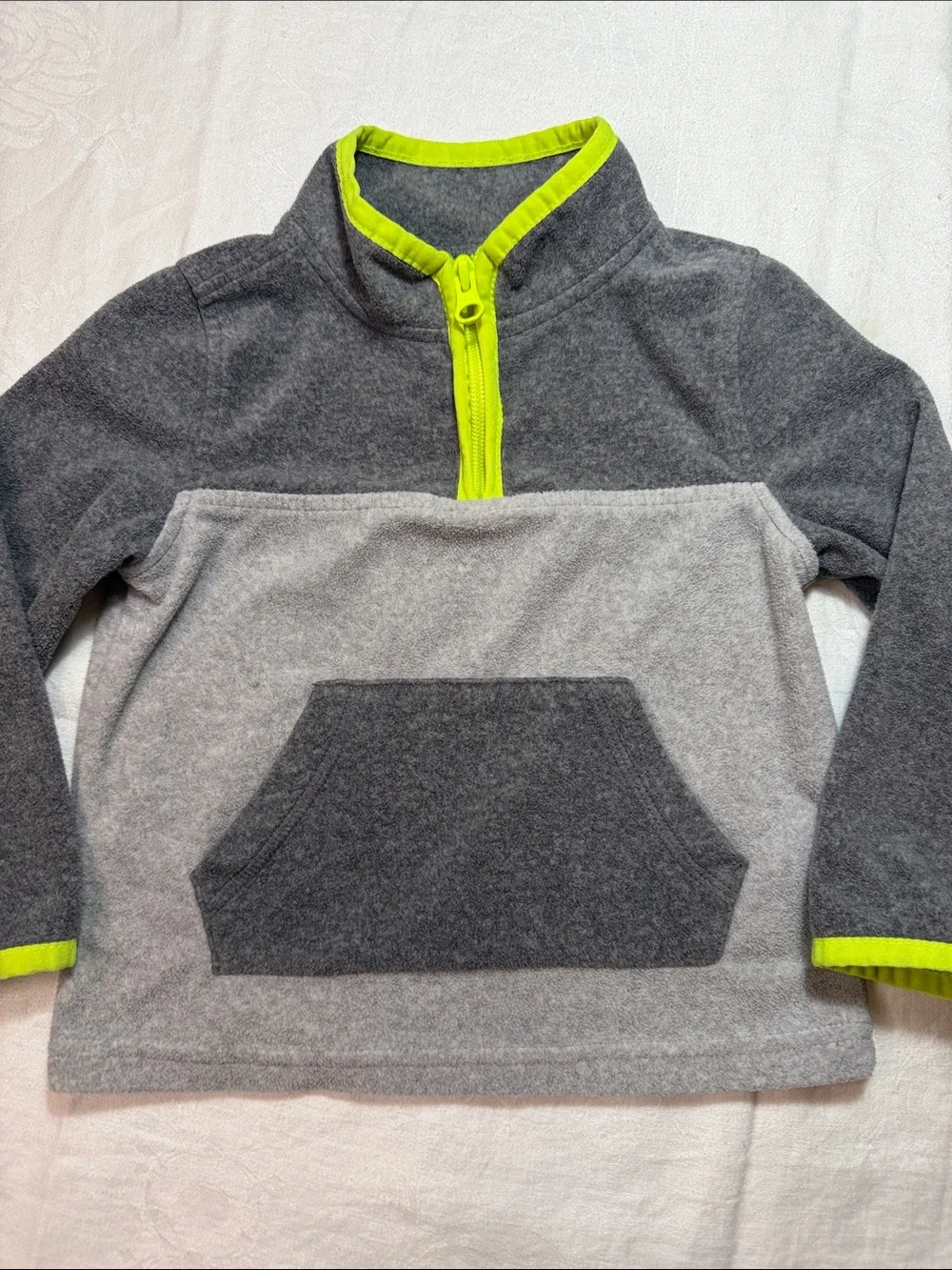 OshKosh B'gosh Gray Fleece Pullover with Lime Trim